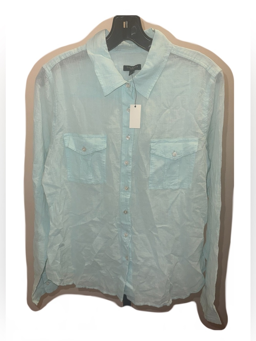 Talbots Cotton Light Blue Button-Up Shirt